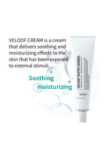 Veloof cream tube with text on a white background