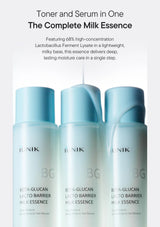 Three bottles of UNIK skincare product on a white background with text about the product's benefits.