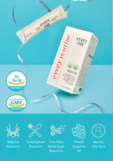 Product packaging with 'every cut' branding on a blue background