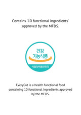 Advertisement for EveryCut health functional food with text and logo on a white background