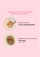 Product packaging with text on a pink background