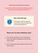 Two Safe certification mark for pregnant women and babies on a pink background