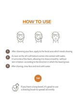Instructions on how to use a shaving product with icons and text on a white background