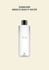 White bottle of SON&PARK Miracle Beauty Water on a beige background