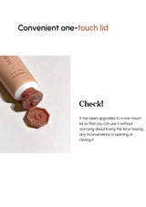 Cosmetic tube with one-touch lid feature on a white background