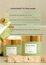 Blanc Dubu skincare products with text recommending their use.