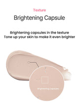 Cosmetic product with brightening capsules on a white background