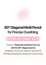 Advertisement for a 60-degree diagonal multi pencil for precise overlining with text on a white background.