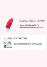 Cosnori flat slanted applicator with red bristle head on a white background