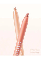 Two lipsticks with 'COSNDR' branding on a light pink background