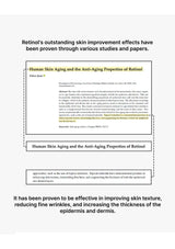 Text on a white background discussing the anti-aging properties of Retinol in human skin aging.