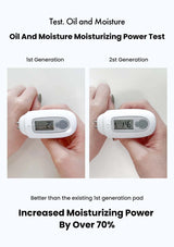 Comparison of oil and moisture moisturizing power test between 1st and 2nd generation pads.