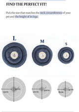 Size chart for pet collars with measurements in centimeters