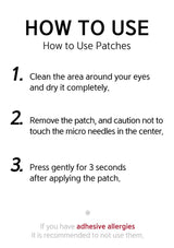 Instructions on how to use eye patches with a white background