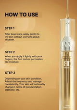 Cosmetic serum with usage instructions on a beige background