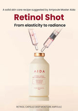 Aida Retinol Shot skincare product with syringes on a beige background