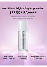 Skincare product with text on a pink background