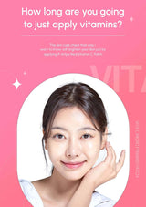 Advertisement for a skin care product with a woman's face on a pink background