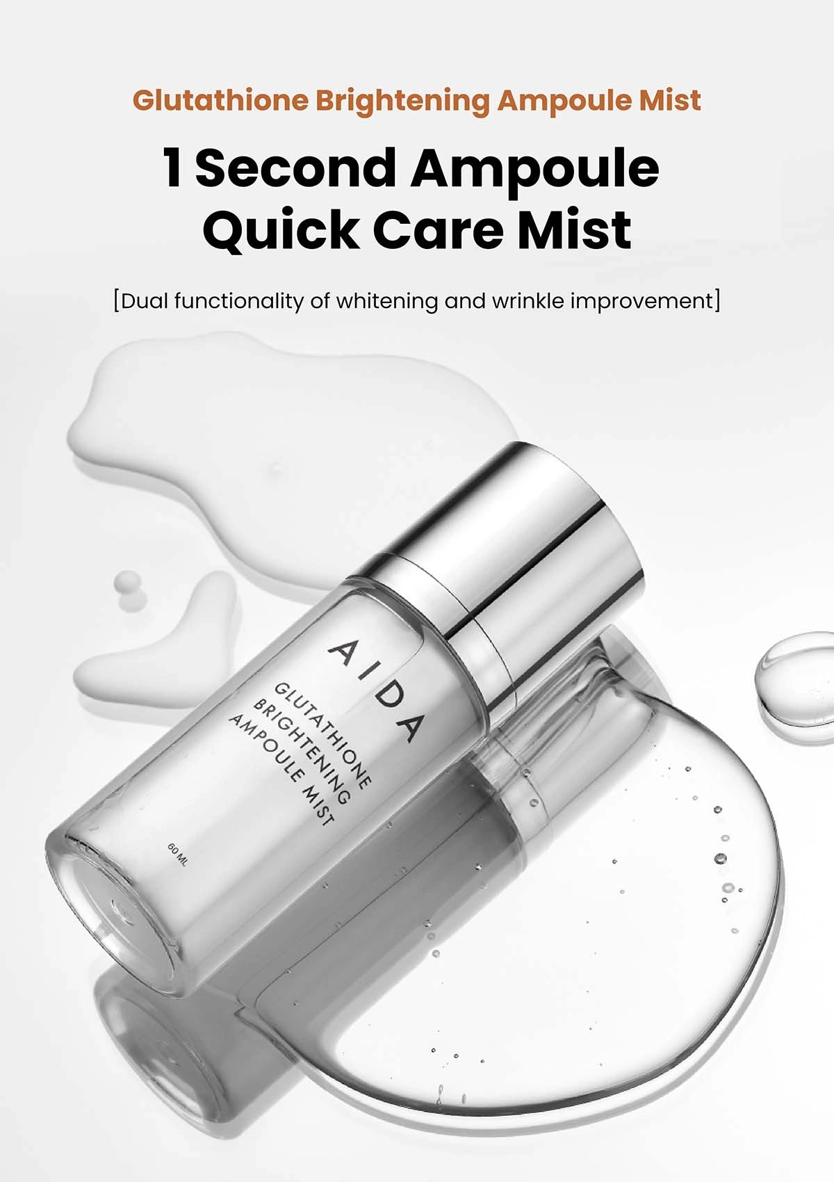 glutathione double x ampoule mist [AIDA] Brightening 120ml clean cells Dose:50 mg typical dose ghk cu