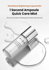AIDA Glutathione Brightening Ampoule Mist bottle on a white background