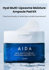 AIDA Hyal Multi-Liposome Moisture Ampoule Pad Kit on a light blue background