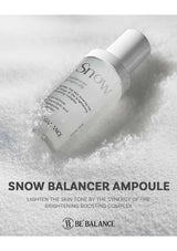 Snow Balancer Ampoule bottle on a snowy background with BE Balance branding.