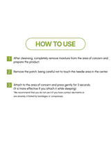 Instructions on how to use a patch product on a white background