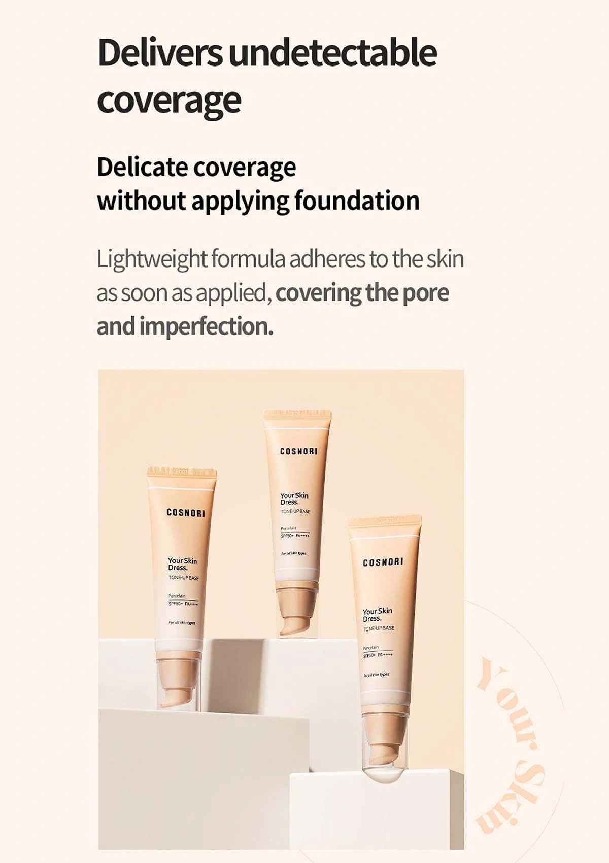 COSNORI Your Skin Dress Tone-Up  Korean Brightening Makeup Base  COCOMO