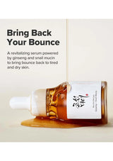 Skincare serum with dropper and text on a light background