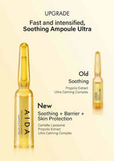 AIDA Fast and intensified soothing ampoule with text on a beige background