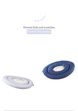 Two pet isolation pads, one gray and one blue, on a white background with text indicating their use.