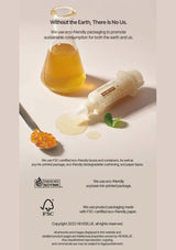 Product packaging with eco-friendly branding and text on a light background