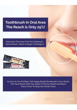 Advertisement for Blanc Tofu Happy Breath Mouthwash with a close-up of a mouth and toothbrush.
