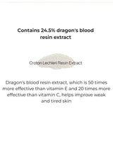 Text on a white background about dragon's blood resin extract and its benefits.