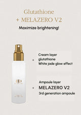 Skincare product with Glutathione and MELAZERO V2 on a light gray background