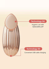 Illustration of a cosmetic puff with features highlighted on a beige background