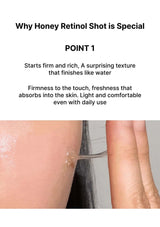Product description of Honey Retinol Shot with text on a white background
