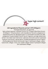 Product label with placenta extract content on a white background