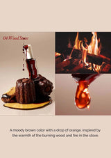 Product with a moody brown color inspired by burning wood and fire, displayed on a beige background.