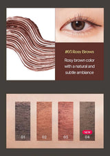Eyeliner product with color swatches and an eye close-up, labeled '#03 Rosy Brown'.