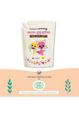 Product packaging with cartoon characters and certification logos on a white background