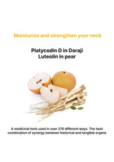 Pear, roots, and text about Platycodon D in Doraji Luteolin on a white background