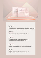 Two skincare products on a shelf with descriptive text about their benefits.