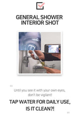 Person using a syringe to check water quality with text about tap water cleanliness.