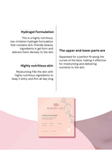 Product packaging with text about hydrogel formulation and benefits on a white background