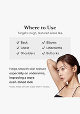 Product usage guide with a woman and text on a white background