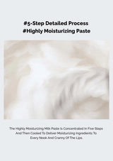Text describing a 5-step detailed process for a highly moisturizing paste with a close-up of the product.