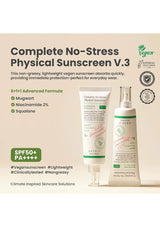 Anker Complete No-Stress Physical Sunscreen V.3 with product packaging on a beige background