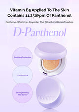 Cosmetic product with text about Vitamin B5 and panthenol on a white background