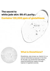Advertisement for white jade skin with glutathione content and explanation.